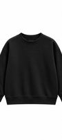 Erkek Çocuk Oversize Sweatshirt Basic Siyah – Bisiklet yaka, 3 iplik şardonlu polar