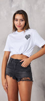 Manifest More Love Yazılı Kalp Tasarım Baskılı Beyaz Kadın T-Shirt