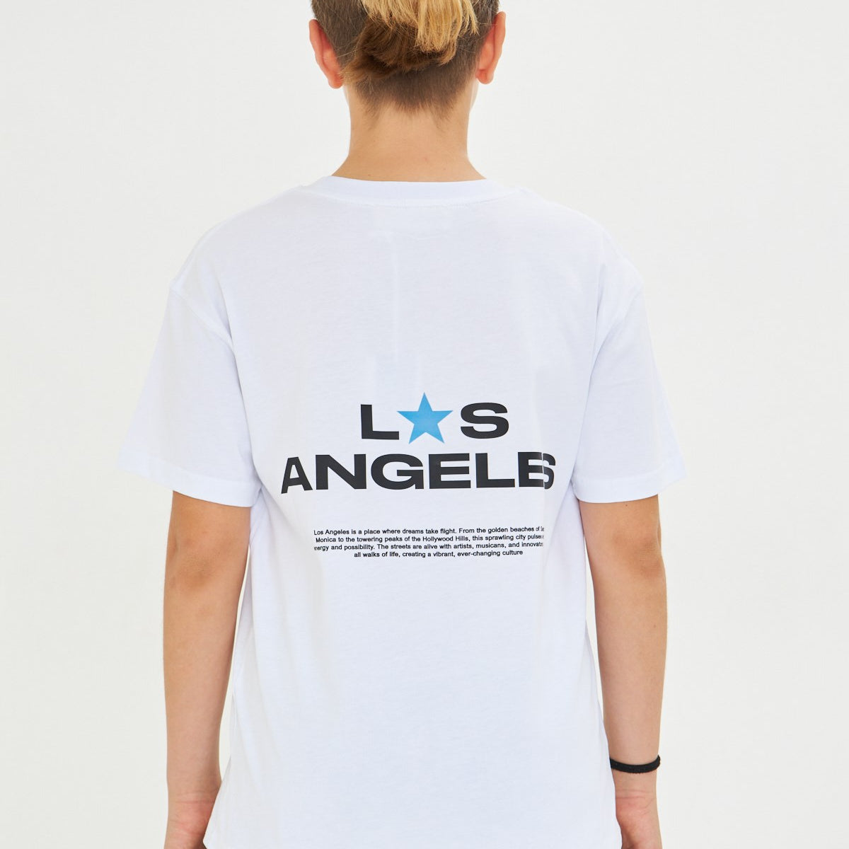 Los Angeles Baskılı %100 Pamuk Oversize Beyaz Unisex Çocuk Tişört
