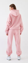 Oversize Unisex Sweatshirt Hoodie Pembe – Kapüşonlu, 3 İplik Şardonlu Polar, Kanguru Cepli, Basic