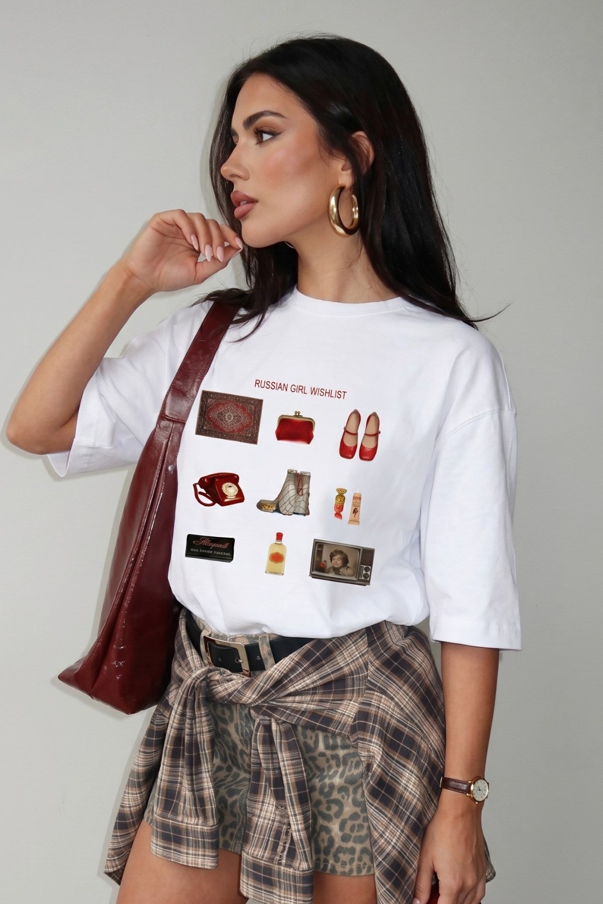 Kadın Oversize Tişört Turkish Girl Wishlist Baskılı Beyaz – Bisiklet Yaka, Rahat Kalıp, %100 Pamuk