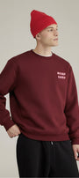 Unisex Oversize Sweatshirt Norf Sarf Harita Baskılı Bordo – Bisiklet Yaka, 3 İplik Şardonlu Polar