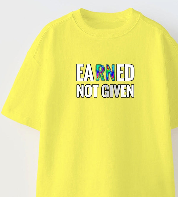 Earned Not Gıven Yazılı Futbol Tasarım Baskılı Sarı Çocuk T-shirt