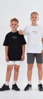 Bisiklet Yaka Palmiye Baskılı Beyaz Çocuk T-shirt
