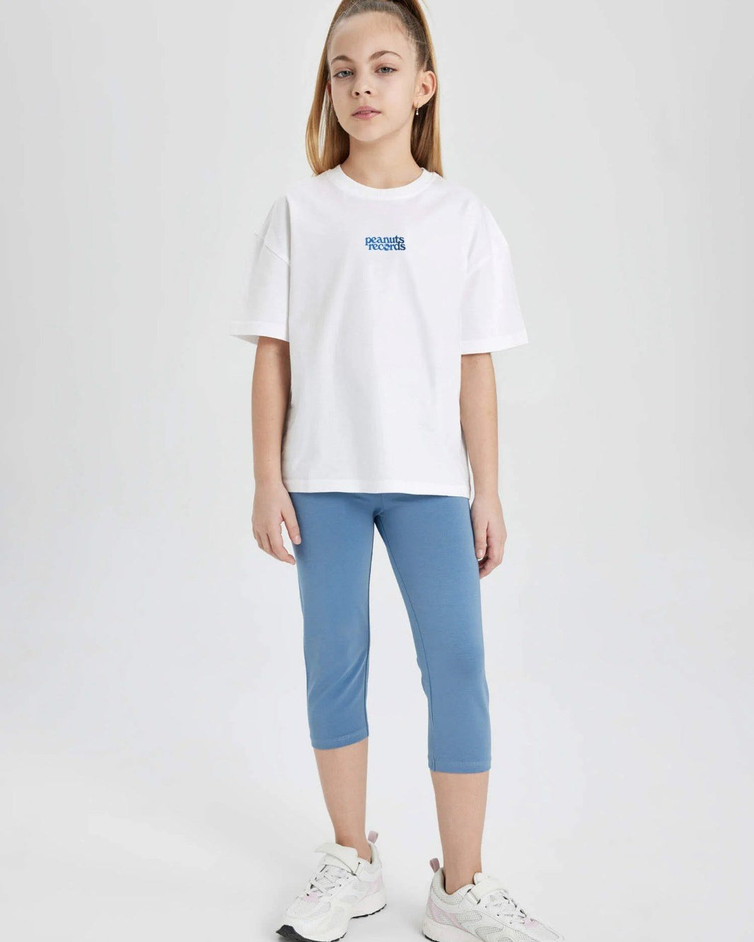 Peanuts Records Baskılı Beyaz Kız Çocuk T-shirt 