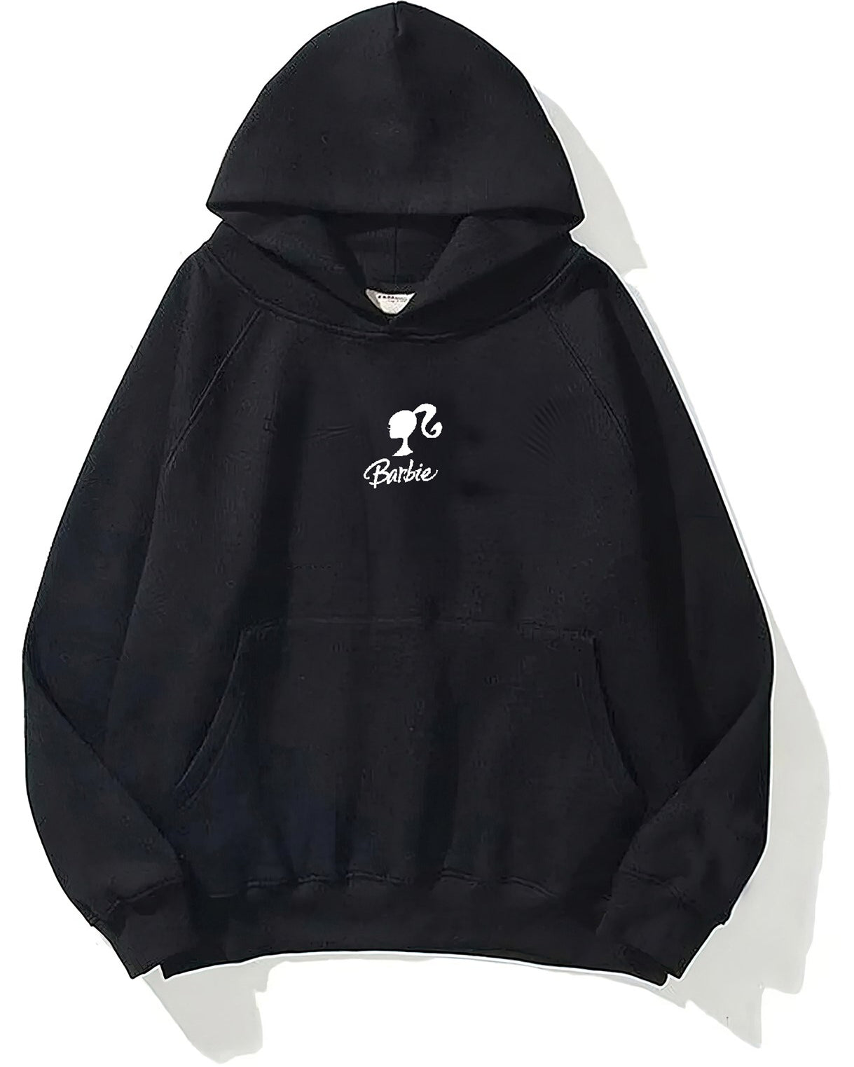 Kapüşonlu İçi Polar Think Of Barbie Baskılı Siyah Unisex Hoodie Sweatshirt