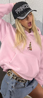 Kadın Oversize Hoodie City Walk Baskılı Pembe – Kapüşonlu, Kanguru Cepli, 3 İplik Polar