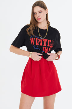 White Fox Beyaz Kadın Capsule 09 Rodeo Crew Yazılı Bisiklet Yaka T-shirt