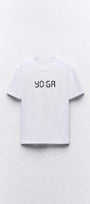Yoga Yazı Baskılı Beyaz Kadın T-shirt