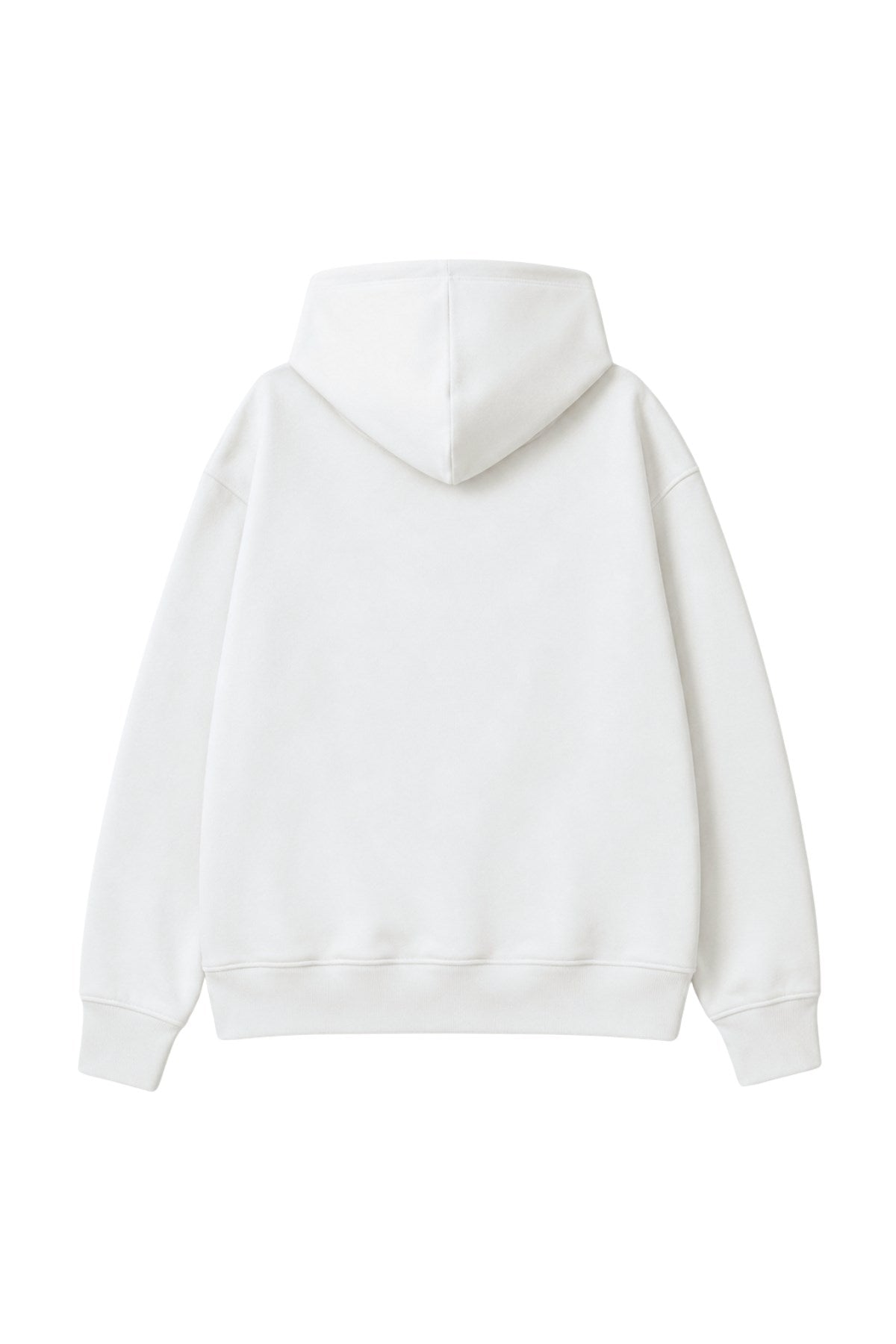 Kadın Oversize Hoodie Noir Cat Baskılı Beyaz – Kapüşonlu, Kanguru Cepli, 3 İplik Şardonlu Polar