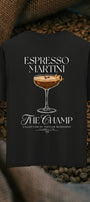 Unisex Oversize Tişört Espresso Martini Baskılı Siyah – Bisiklet Yaka, Rahat Kalıp, %100 Pamuk