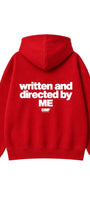 Kadın Oversize Hoodie Written & Directed Baskılı Kırmızı – Kapüşonlu, Sırt Baskılı, 3 İplik 