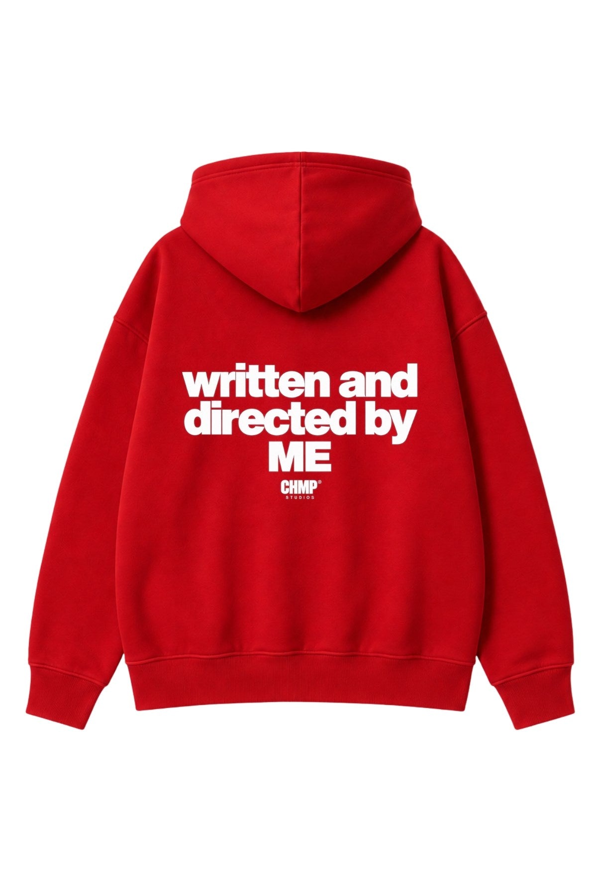 Kadın Oversize Hoodie Written & Directed Baskılı Kırmızı – Kapüşonlu, Sırt Baskılı, 3 İplik 