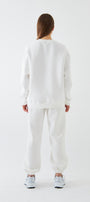 Unisex Oversize Sweatshirt Basic Beyaz – Bisiklet Yaka, 3 İplik Şardonlu Polar