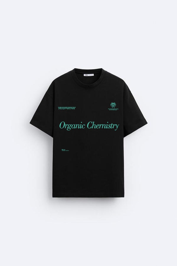 Bisiklet Yaka Organik Chernistry Baskılı Oversize Erkek T-shirt