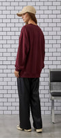 Kadın Oversize Sweatshirt Traveler Bear Baskılı Bordo – Bisiklet Yaka, 3 İplik Şardonlu Polar
