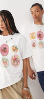 Unisex Oversize %100 Pamuk Meyve Etiketli Beyaz Tişört  Reclaimed Vintage Stil