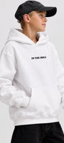 Erkek Çocuk Oversize Hoodie My Caddy Falls Baskılı Beyaz – Kapüşonlu, Cepli, 3 İplik Polar