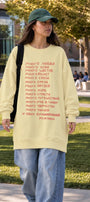 Kadın Oversize Sweatshirt Elbise More Love Baskılı Sarı – Bisiklet Yaka, 3 İplik Şardonlu Polar