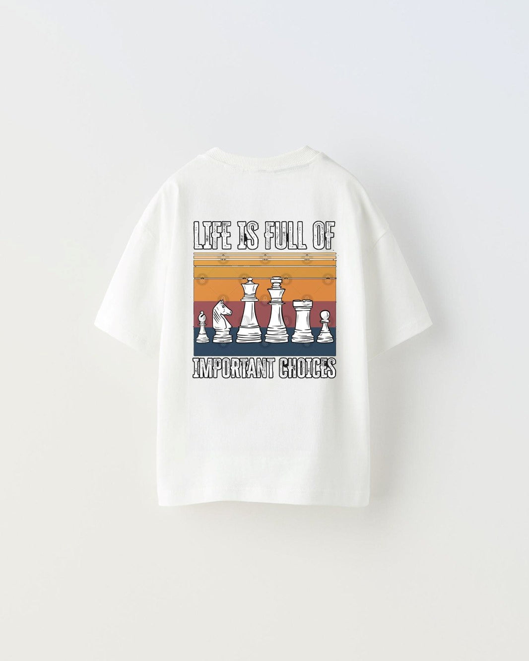 Life is Full Of Important Choices Yazılı Satranç Tasarım Baskılı Beyaz Erkek Çocuk T-Shirt