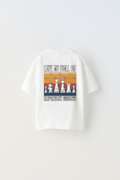 Life is Full Of Important Choices Yazılı Satranç Tasarım Baskılı Beyaz Erkek Çocuk T-Shirt