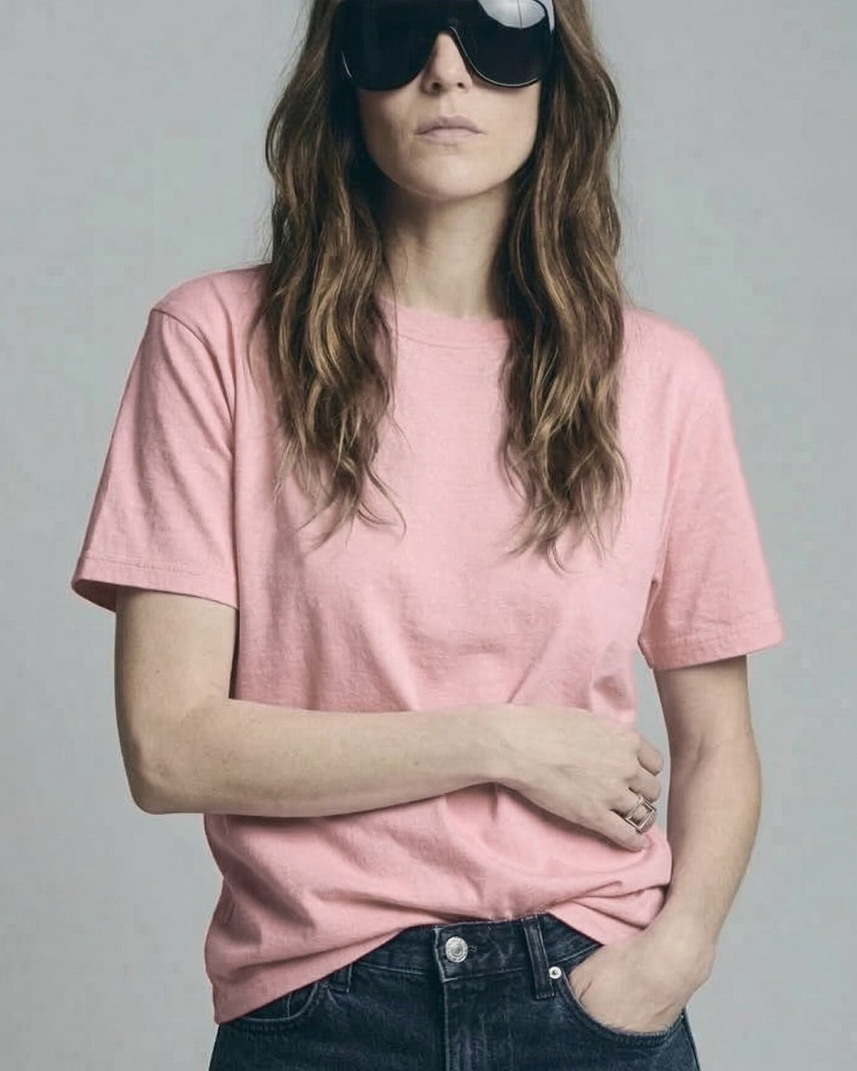 Kadın Oversize Basic Tişört Pembe – Bisiklet Yaka, Rahat Kalıp, Yazılık, %100 Pamuk