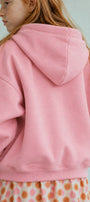 Kız Çocuk Oversize Hoodie Love Mount Baskılı Pembe – Kapüşonlu, Cepli, 3 İplik Polar