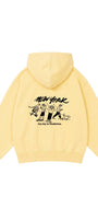 Erkek Çocuk Oversize Hoodie Sweatshirt DAY IN NYC Baskılı Sarı – Kapüşonlu, Cepli, 3 İplik Polar