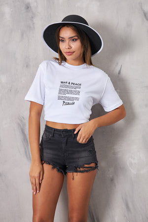 The Champ War Peace Pablo Picasso Yazılı Yüz Tasarım Baskılı Oversize Beyaz Kadın T-Shirt 