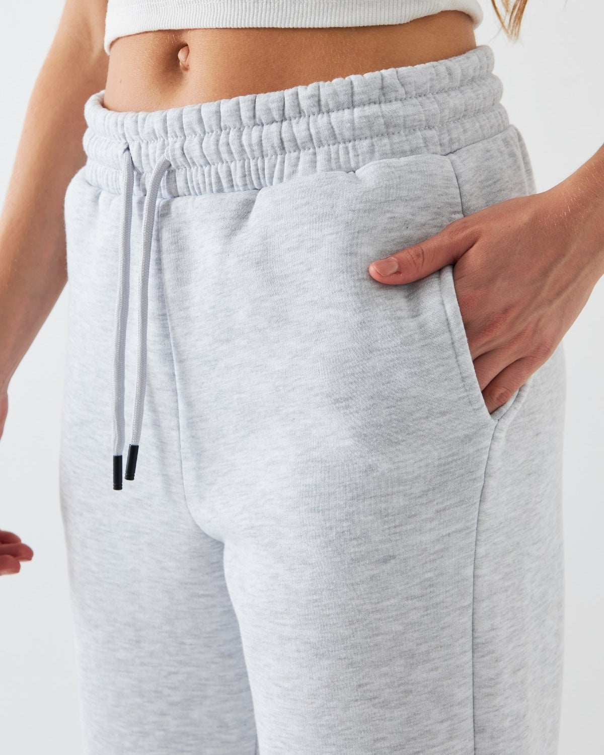 Oversize Unisex Eşofman Altı Gri Melanj – 3 İplik Şardonlu, Paça-Bel Lastikli, Cepli, Rahat Kesim