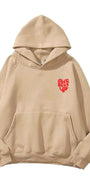 Kapüşonlu İçi Polar More Self Love Baskılı Bej Unisex Hoodie Sweatshirt