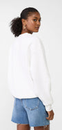 Bisiklet Yaka İçi Polar Manhattan 1984 Yazı Baskılı Beyaz Oversize Sweatshirt