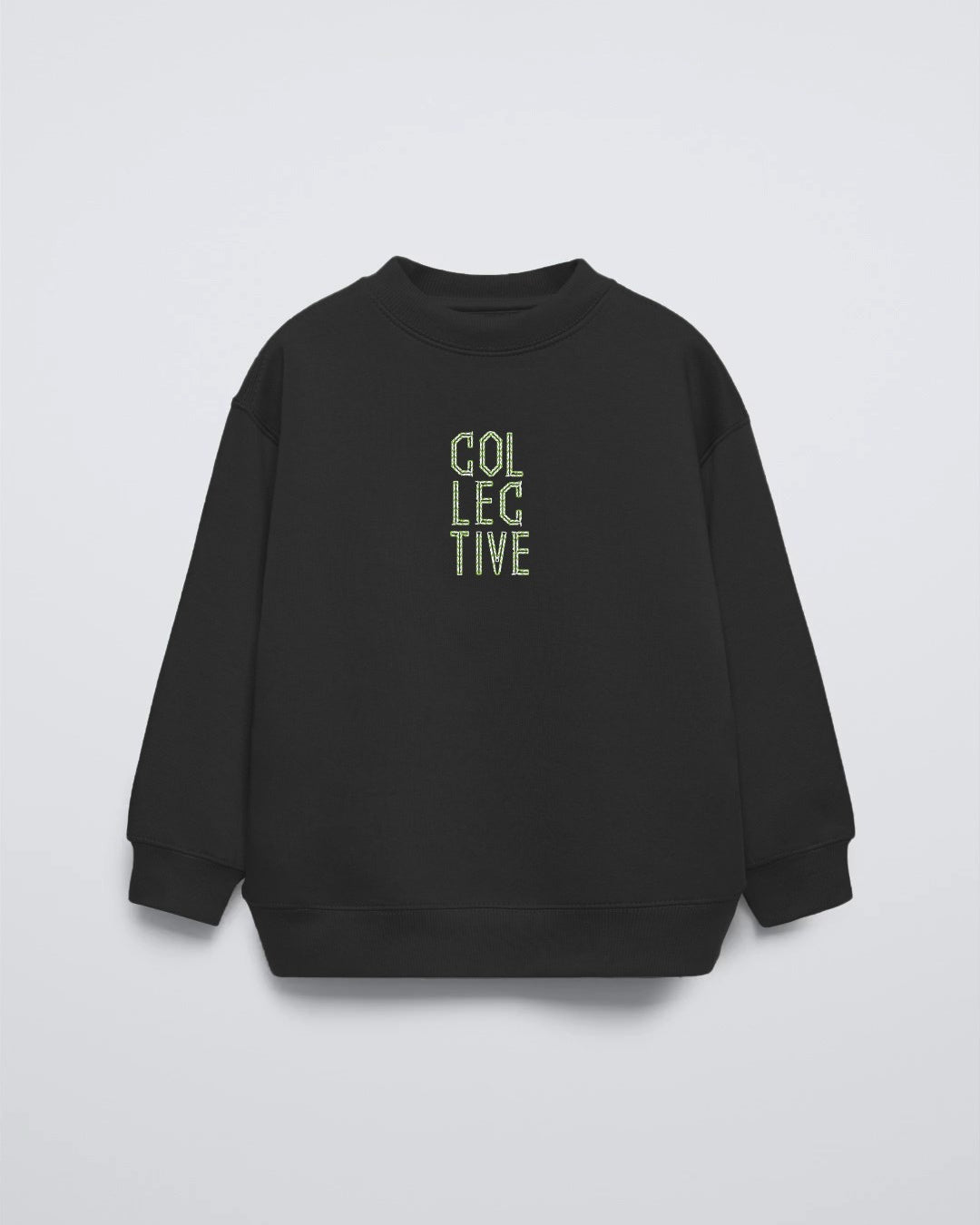 Siyah Bisiklet Yaka Collective Yazılı Arka Fly Kn It Yazılı Oversize Çocuk Sweatshirt