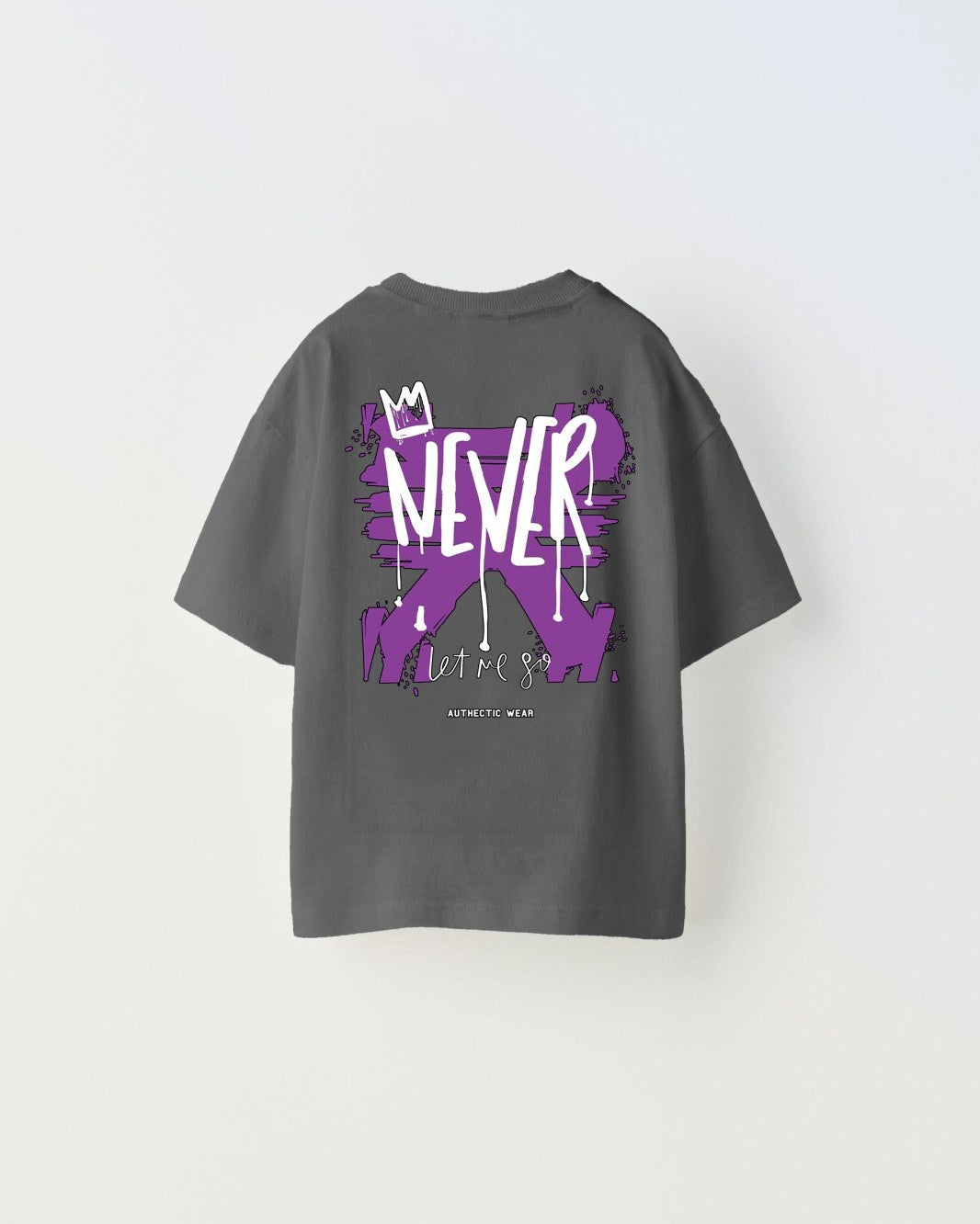 Never Let Me Go Yazılı Baskılı Füme Çocuk T-shirt