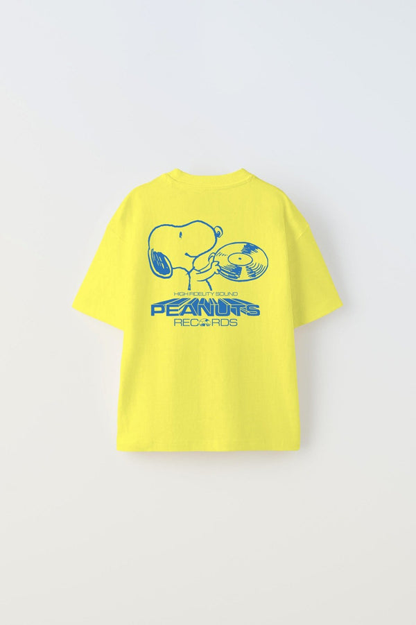 Peanuts Records Baskılı Sarı Kız Çocuk T-shirt 