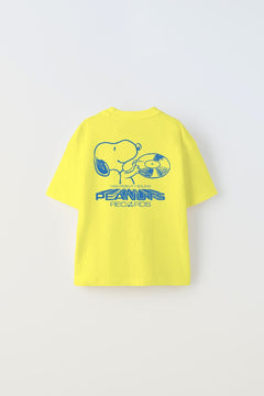 Peanuts Records Baskılı Sarı Kız Çocuk T-shirt