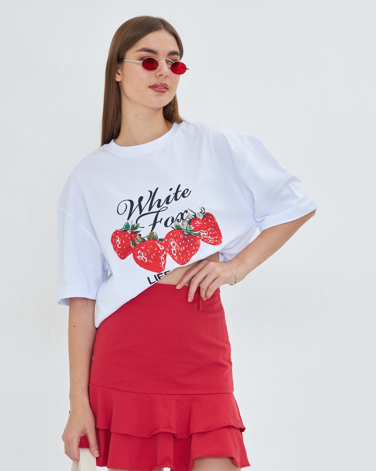 White Fox  Life  Is Sweat Baskılı Bisiklet Yaka T-shirt Kadın