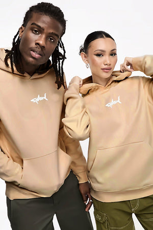 Kapüşonlu İçi Polar Shark Baskılı Bej Oversize Hoodie Sweatshirt