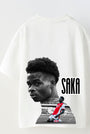 Euro 2024'ün Genç Yıldızları Saka Baskılı Beyaz Çocuk T-shirt