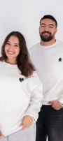 Unisex Oversize Sweatshirt Puzzle Heart Baskılı Beyaz – Bisiklet Yaka, Sevgilergünü, Couple, Hediye