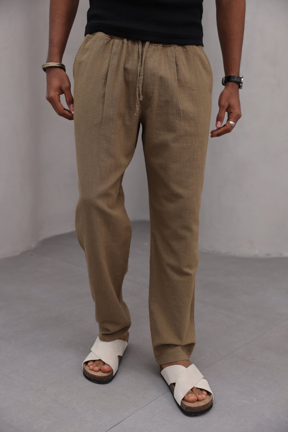 Rahat Kesim Düz Paça %100 Cotton Bağcıklı Erkek Pantolon