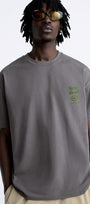Bisiklet Yaka Move Ahead Yazılı Kordinat Baskılı Oversize Füme Erkek T-shirt