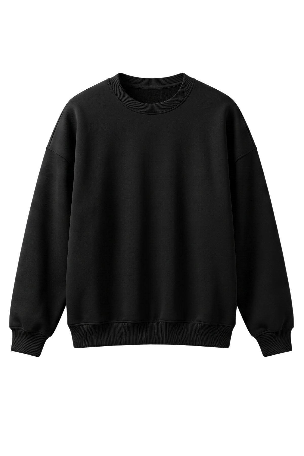 Erkek Oversize Sweatshirt Fantasy Back Baskılı Siyah – Bisiklet Yaka, 3 İplik Şardonlu Polar