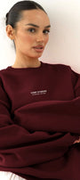Kadın Oversize Sweatshirt CHMP STUDIOS Bordo – Bisiklet Yaka, 3 İplik Şardounlu Polar