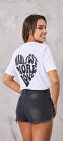 Manifest More Love Yazılı Kalp Tasarım Baskılı Beyaz Kadın T-Shirt