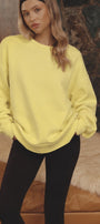 Kadın Oversize Sweatshirt Empathy 3D Baskılı Sarı – Bisiklet Yaka, 3 İplik Şardonlu Polar