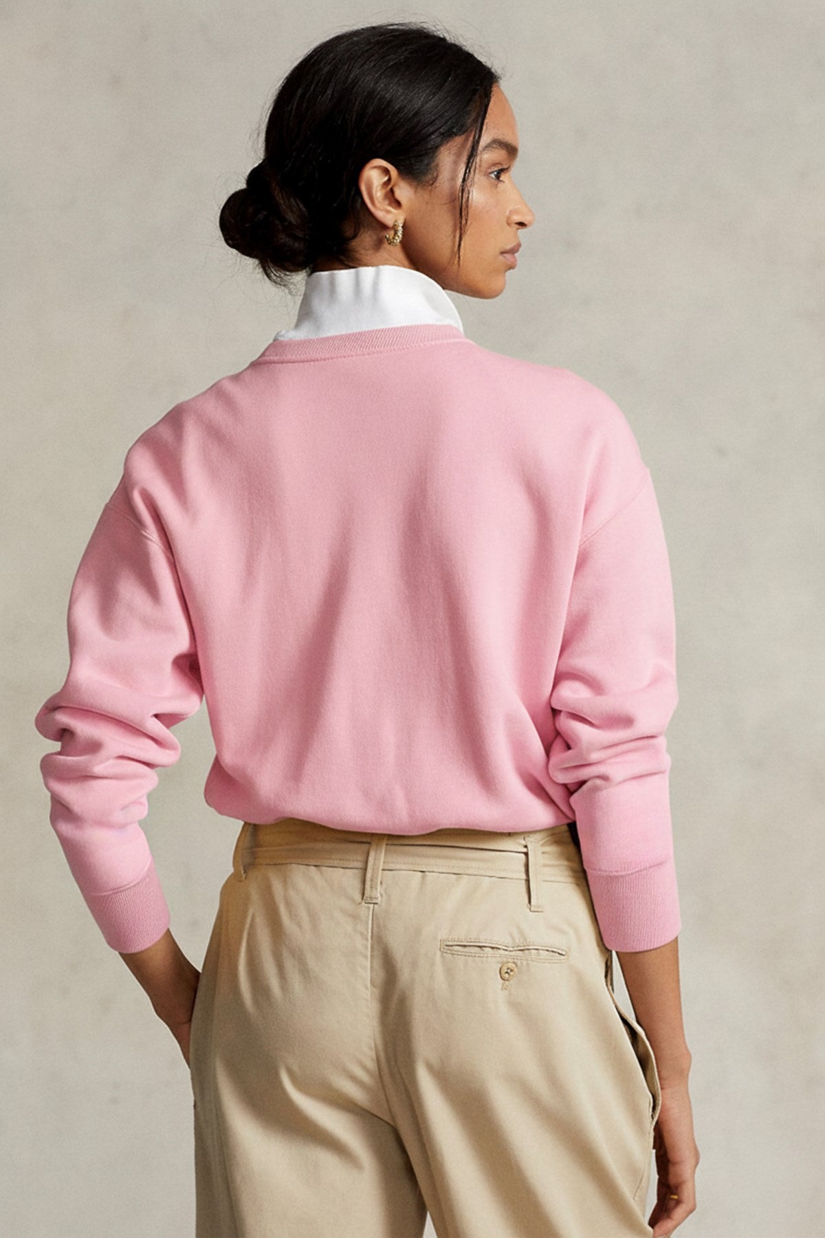 Kadın Oversize Sweatshirt Weekend Bear Baskılı Pembe – Bisiklet Yaka, 3 İplik Şardonlu