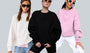 3'lü Paket Bisiklet Yaka İçi Polar Oversize Hoodie Sweatshirt/ Siyah-Beyaz-Pembe