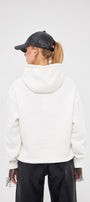 Kapüşonlu İçi Polar Taş Baskılı Beyaz Oversize Hoodie Sweatshirt