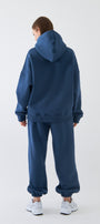  Oversize Unisex Sweatshirt Hoodie Marine – Kapüşonlu, 3 İplik Şardonlu Polar, Kanguru Cepli, Basic